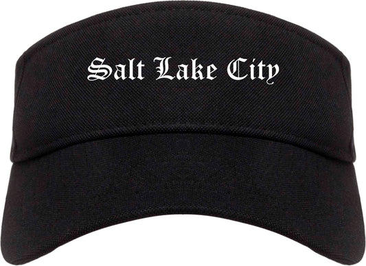 Salt Lake City Utah UT Old English Mens Visor Cap Hat Black