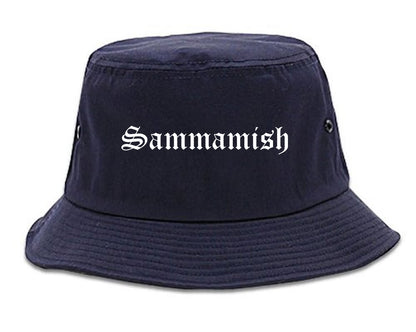 Sammamish Washington WA Old English Mens Bucket Hat Navy Blue