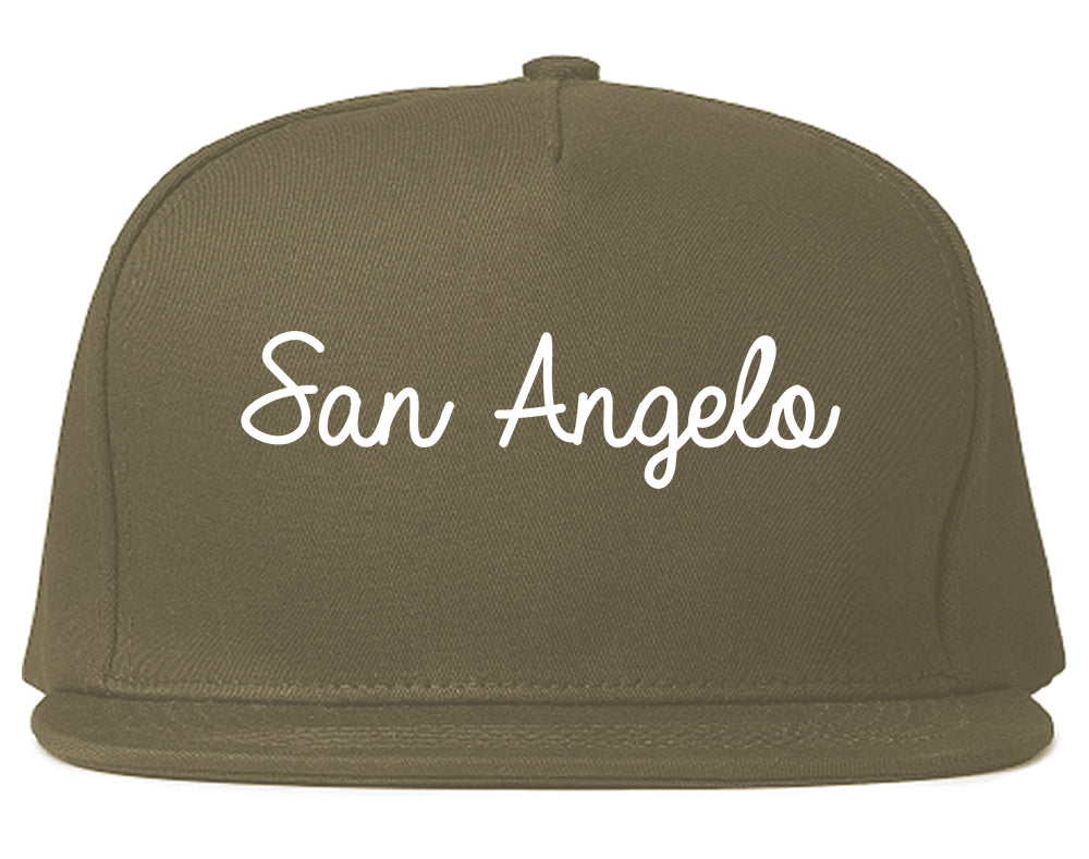 San Angelo Texas TX Script Mens Snapback Hat Grey