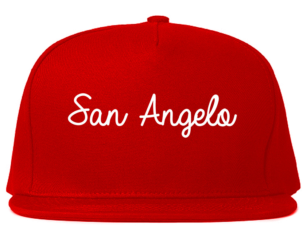 San Angelo Texas TX Script Mens Snapback Hat Red