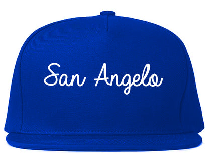 San Angelo Texas TX Script Mens Snapback Hat Royal Blue