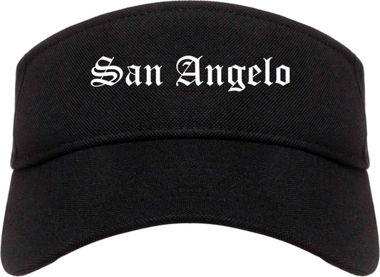 San Angelo Texas TX Old English Mens Visor Cap Hat Black
