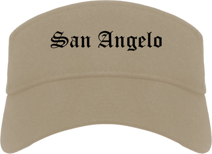 San Angelo Texas TX Old English Mens Visor Cap Hat Khaki