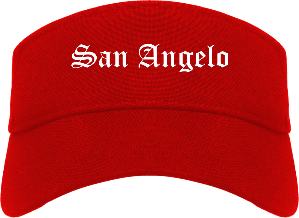 San Angelo Texas TX Old English Mens Visor Cap Hat Red