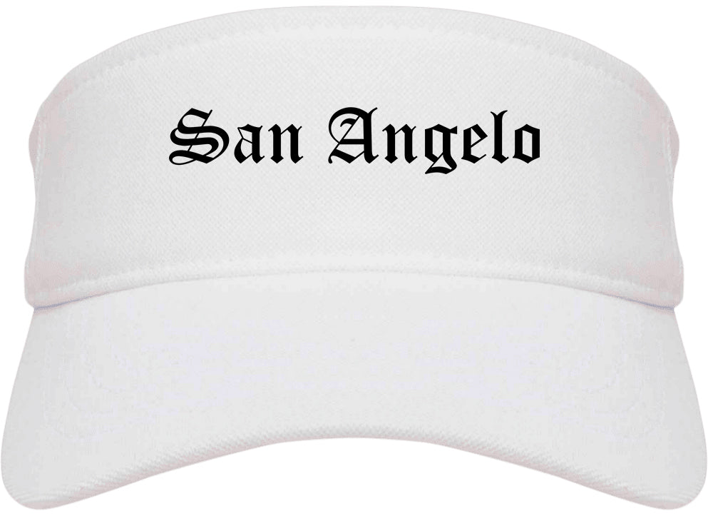 San Angelo Texas TX Old English Mens Visor Cap Hat White
