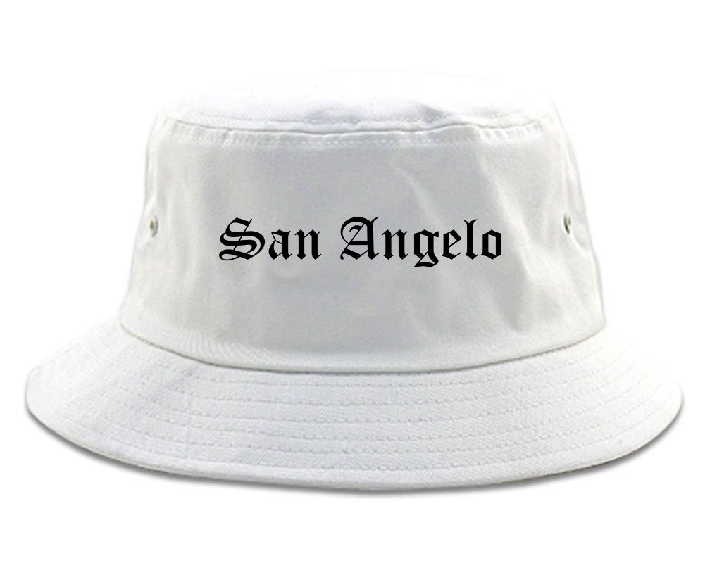 San Angelo Texas TX Old English Mens Bucket Hat White