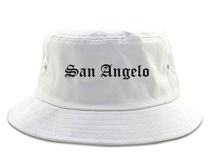 San Angelo Texas TX Old English Mens Bucket Hat White