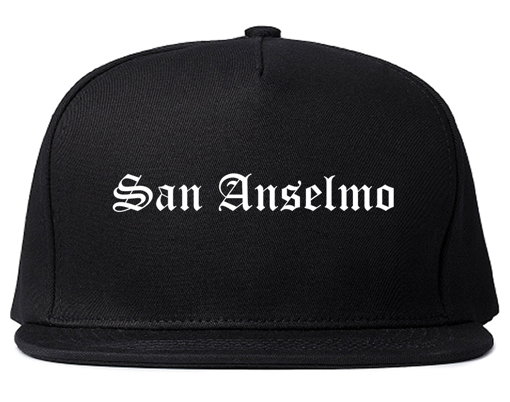 San Anselmo California CA Old English Mens Snapback Hat Black