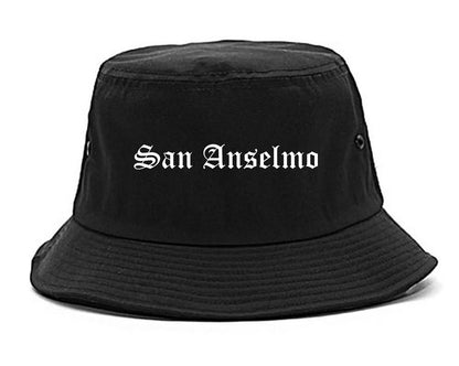 San Anselmo California CA Old English Mens Bucket Hat Black