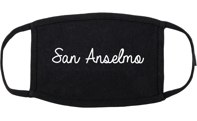 San Anselmo California CA Script Cotton Face Mask Black