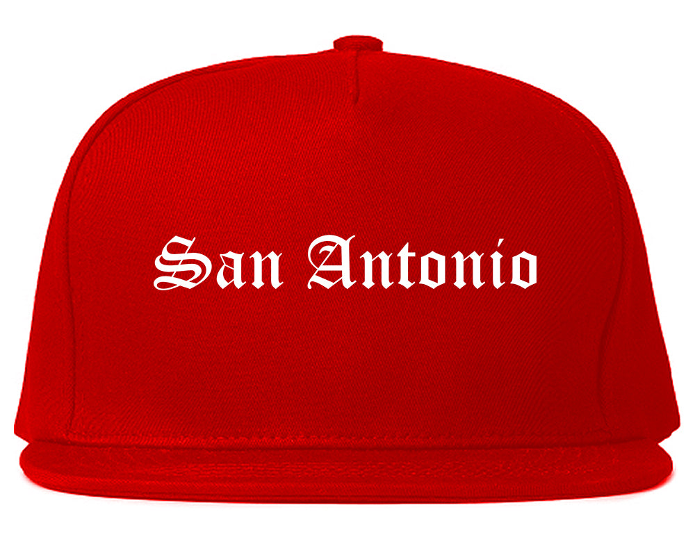 San Antonio Texas TX Old English Mens Snapback Hat Red