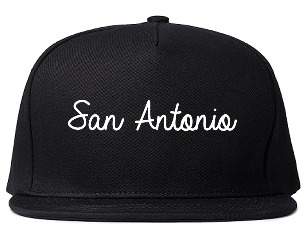 San Antonio Texas TX Script Mens Snapback Hat Black