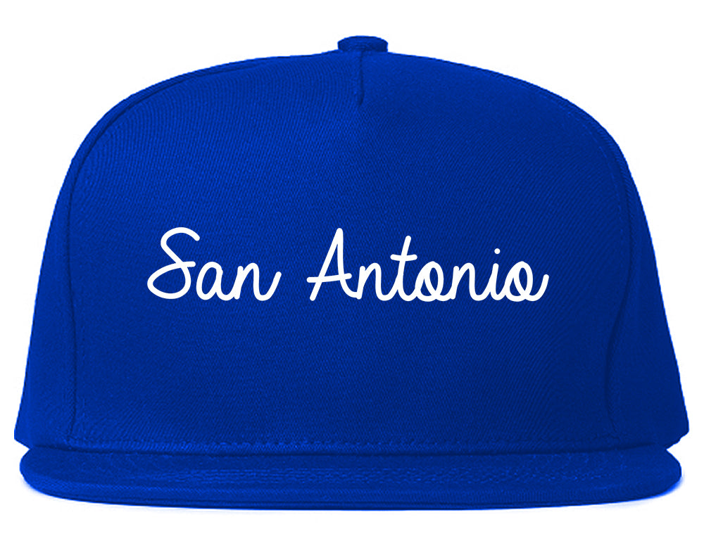 San Antonio Texas TX Script Mens Snapback Hat Royal Blue