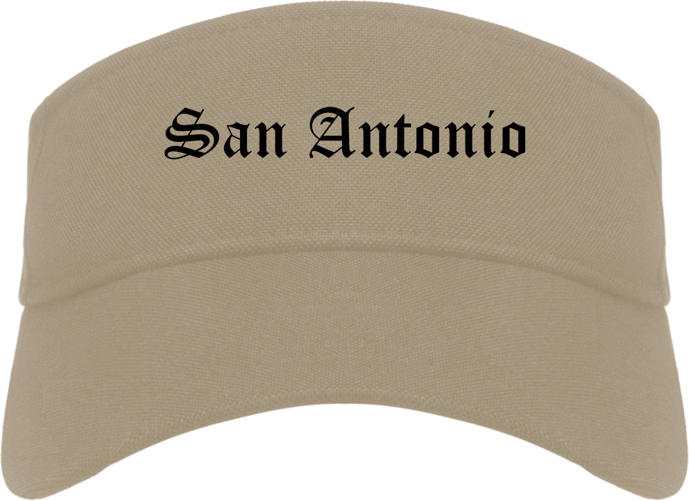 San Antonio Texas TX Old English Mens Visor Cap Hat Khaki