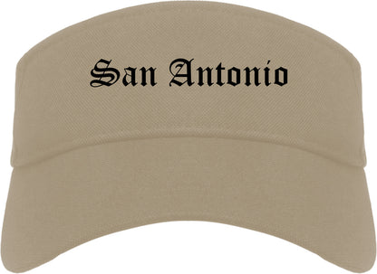 San Antonio Texas TX Old English Mens Visor Cap Hat Khaki