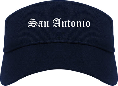 San Antonio Texas TX Old English Mens Visor Cap Hat Navy Blue