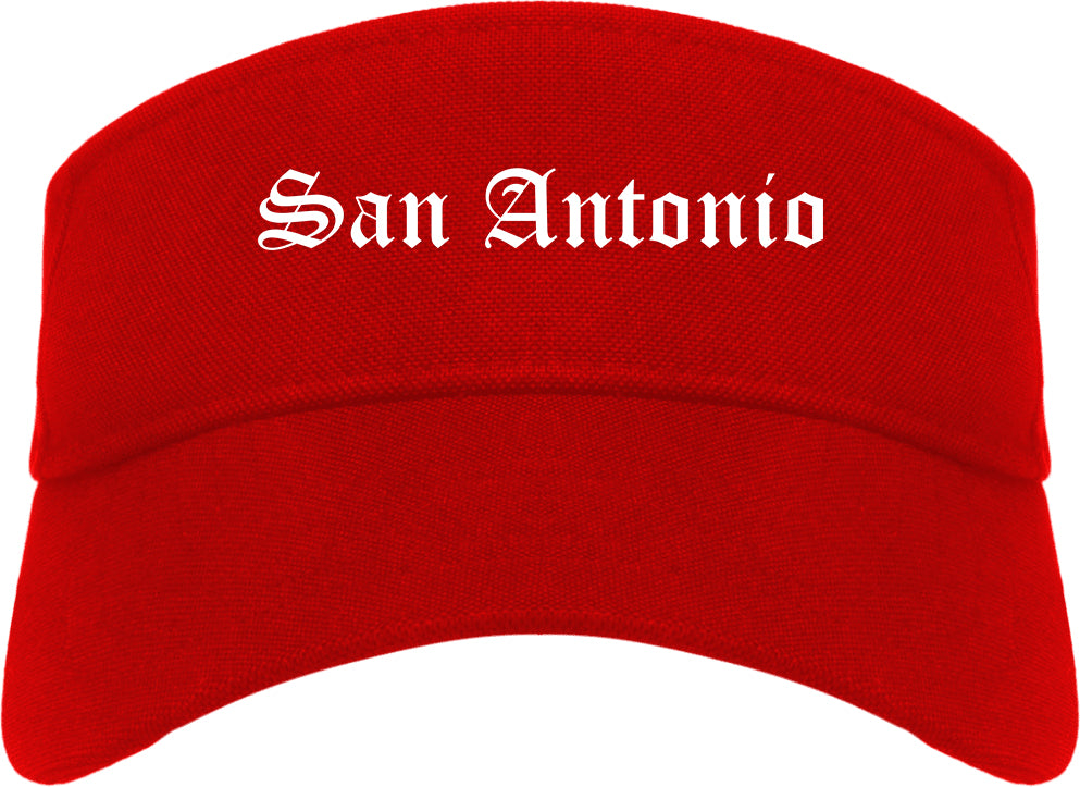 San Antonio Texas TX Old English Mens Visor Cap Hat Red