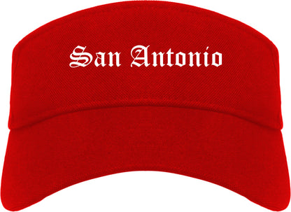San Antonio Texas TX Old English Mens Visor Cap Hat Red