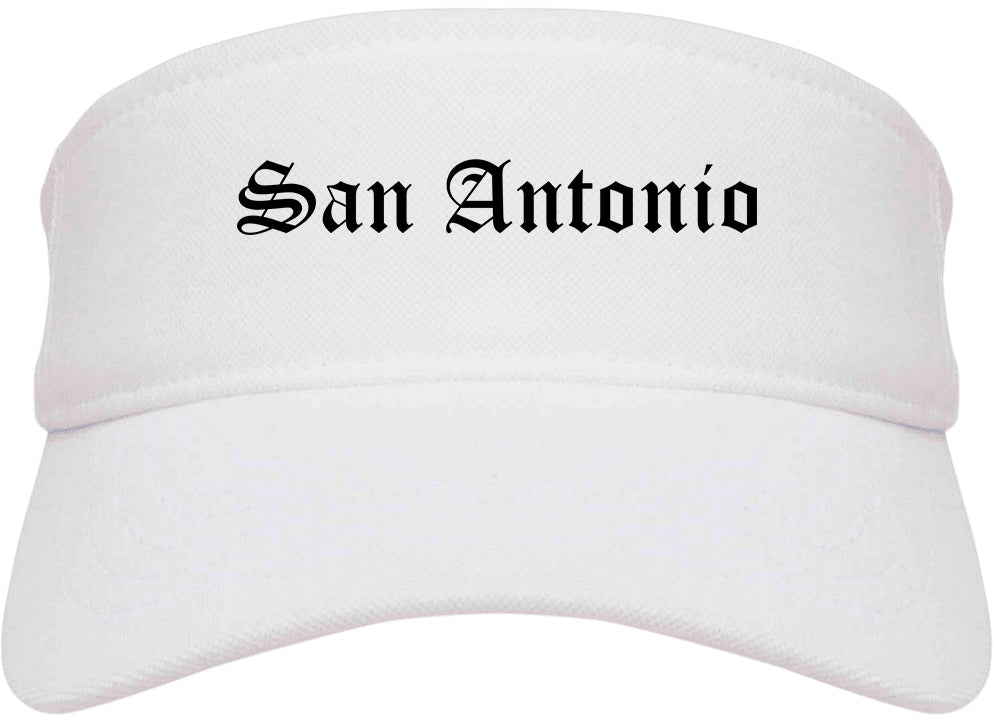 San Antonio Texas TX Old English Mens Visor Cap Hat White