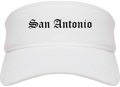 San Antonio Texas TX Old English Mens Visor Cap Hat White