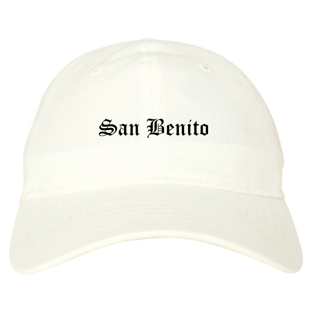San Benito Texas TX Old English Mens Dad Hat Baseball Cap White