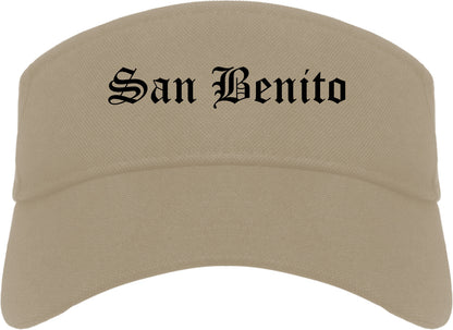 San Benito Texas TX Old English Mens Visor Cap Hat Khaki