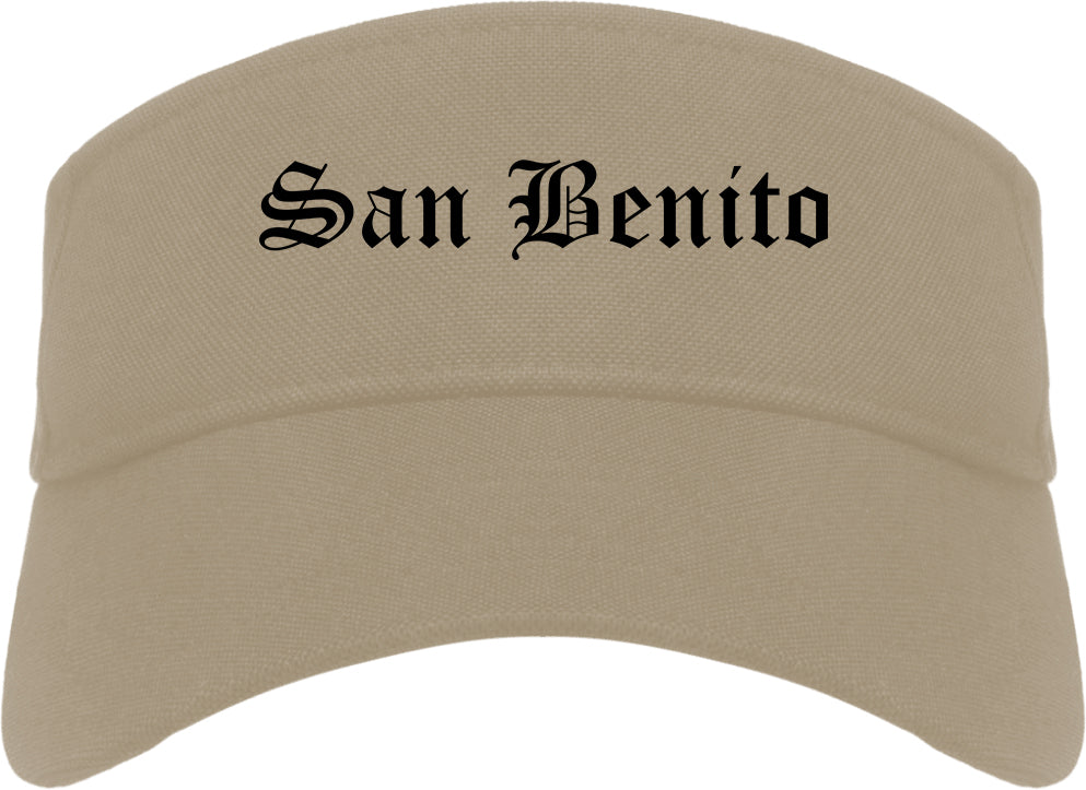 San Benito Texas TX Old English Mens Visor Cap Hat Khaki