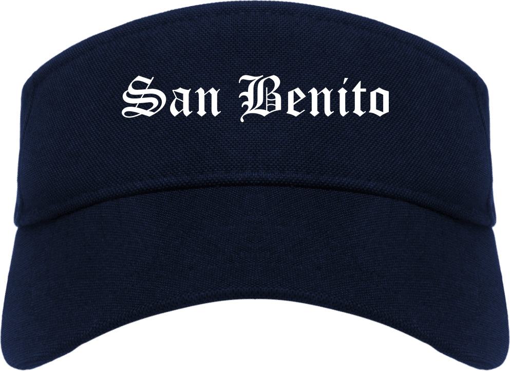 San Benito Texas TX Old English Mens Visor Cap Hat Navy Blue