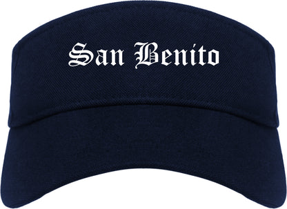 San Benito Texas TX Old English Mens Visor Cap Hat Navy Blue