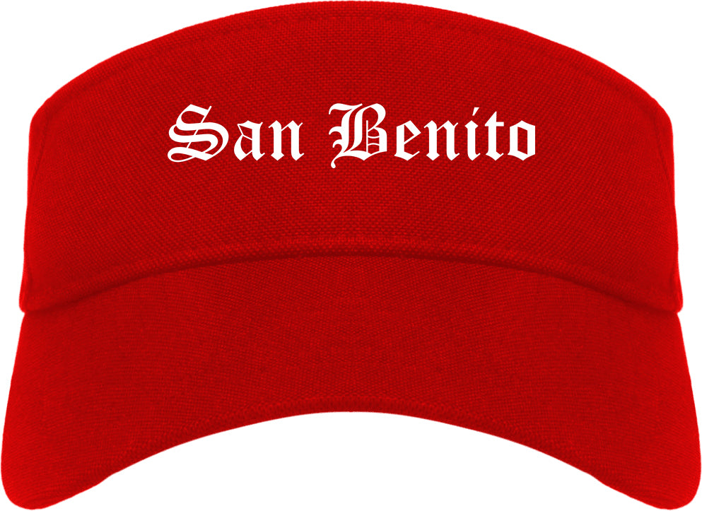 San Benito Texas TX Old English Mens Visor Cap Hat Red