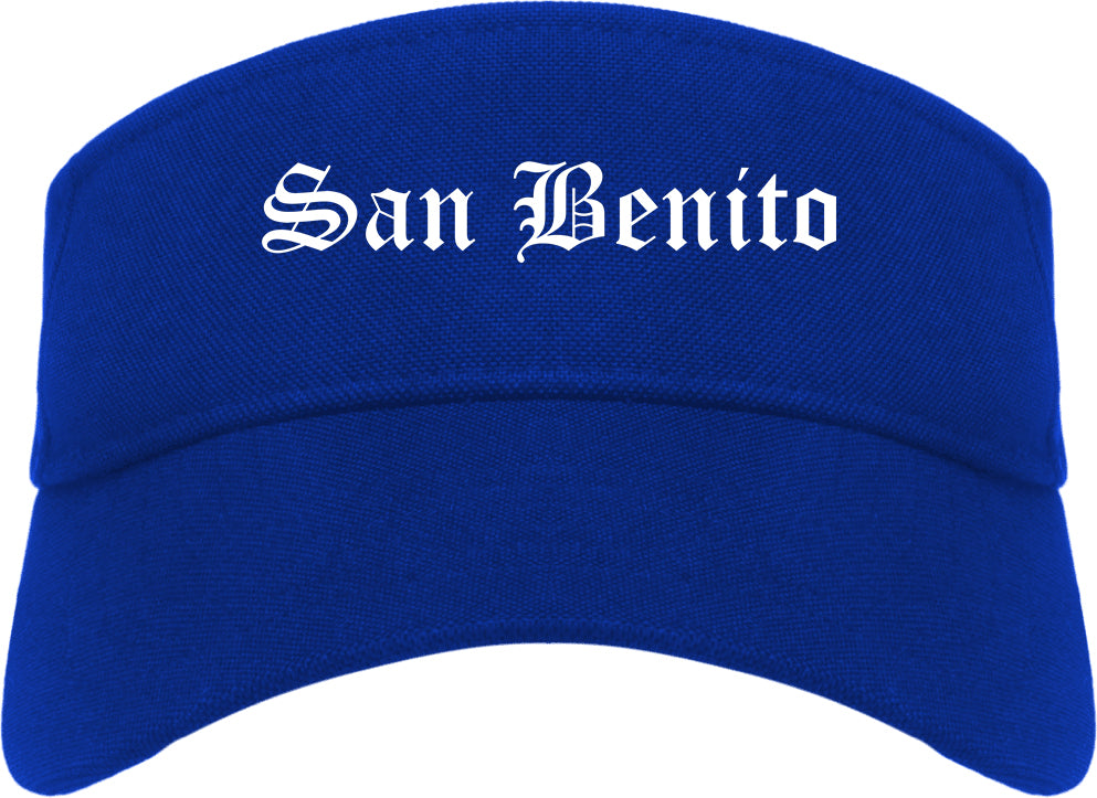 San Benito Texas TX Old English Mens Visor Cap Hat Royal Blue