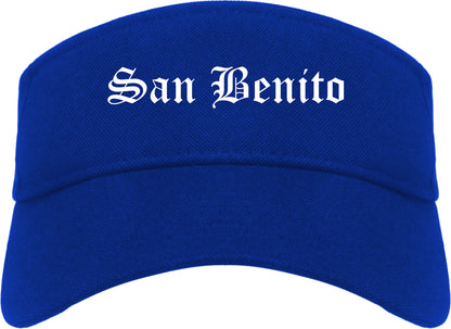 San Benito Texas TX Old English Mens Visor Cap Hat Royal Blue