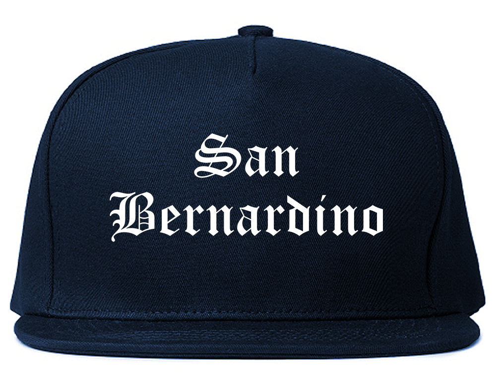 San Bernardino California CA Old English Mens Snapback Hat Navy Blue