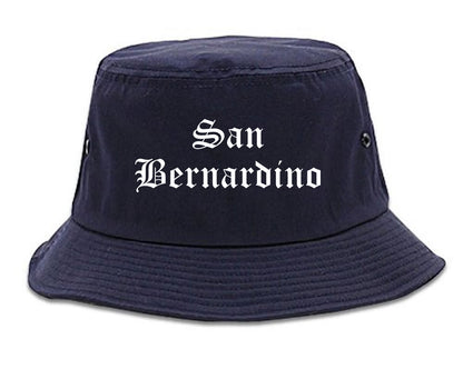 San Bernardino California CA Old English Mens Bucket Hat Navy Blue
