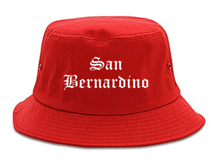 San Bernardino California CA Old English Mens Bucket Hat Red