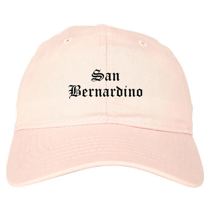 San Bernardino California CA Old English Mens Dad Hat Baseball Cap Pink
