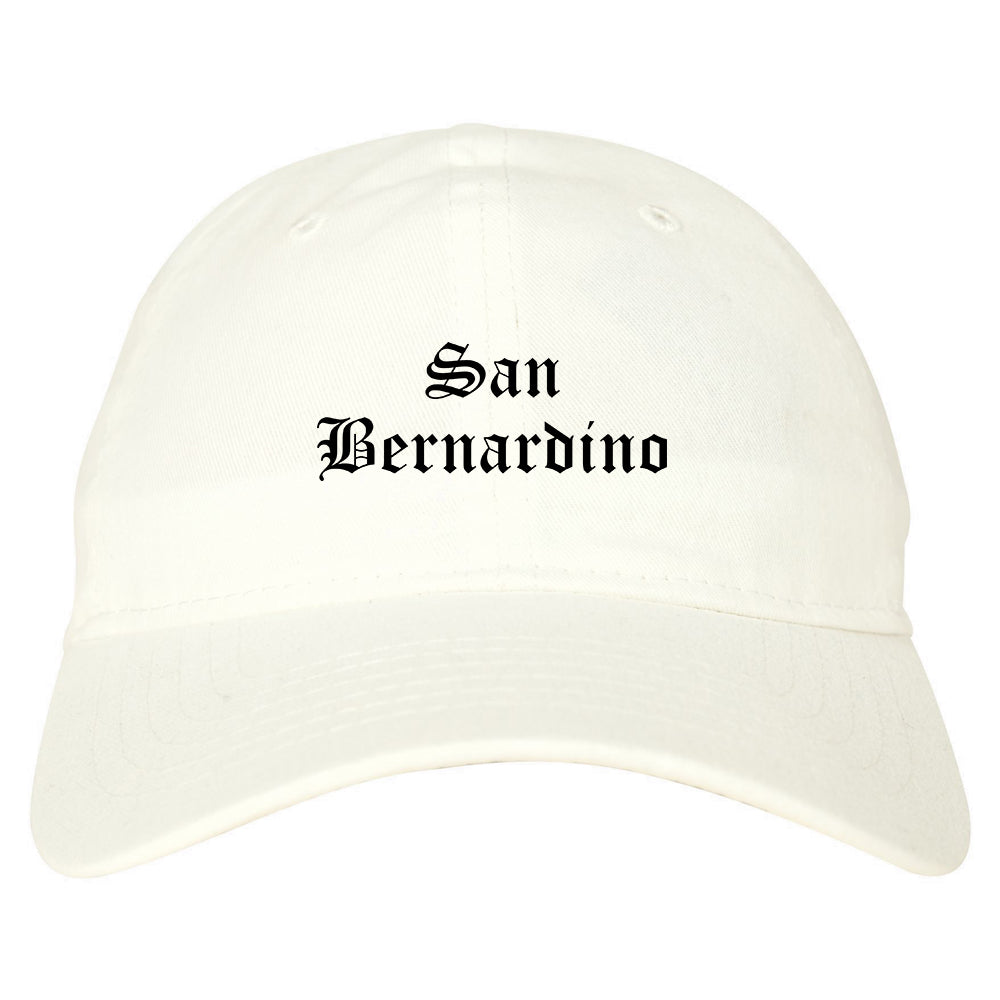 San Bernardino California CA Old English Mens Dad Hat Baseball Cap White
