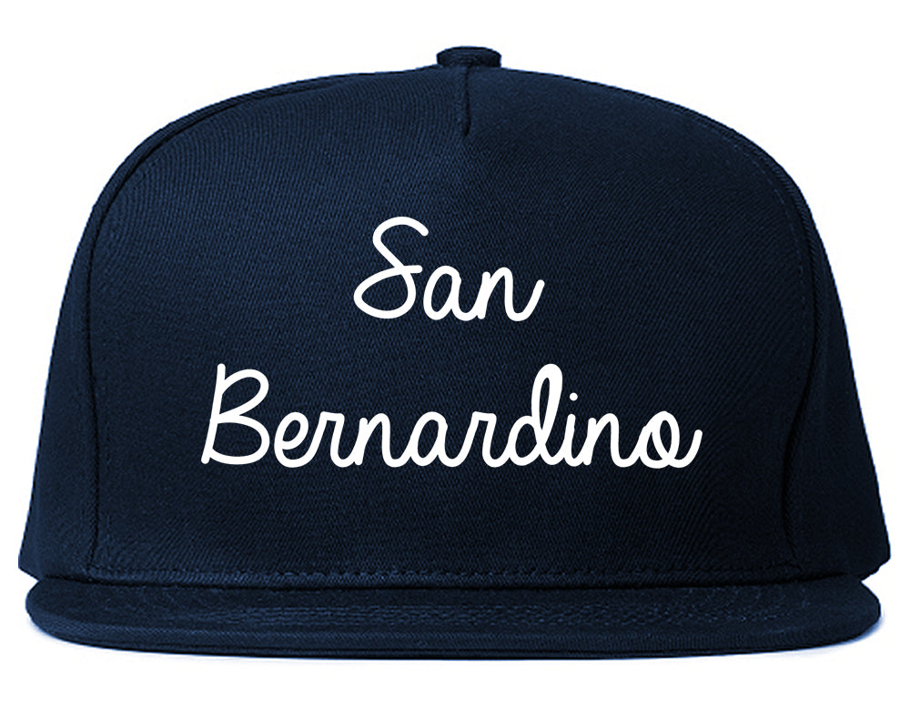 San Bernardino California CA Script Mens Snapback Hat Navy Blue