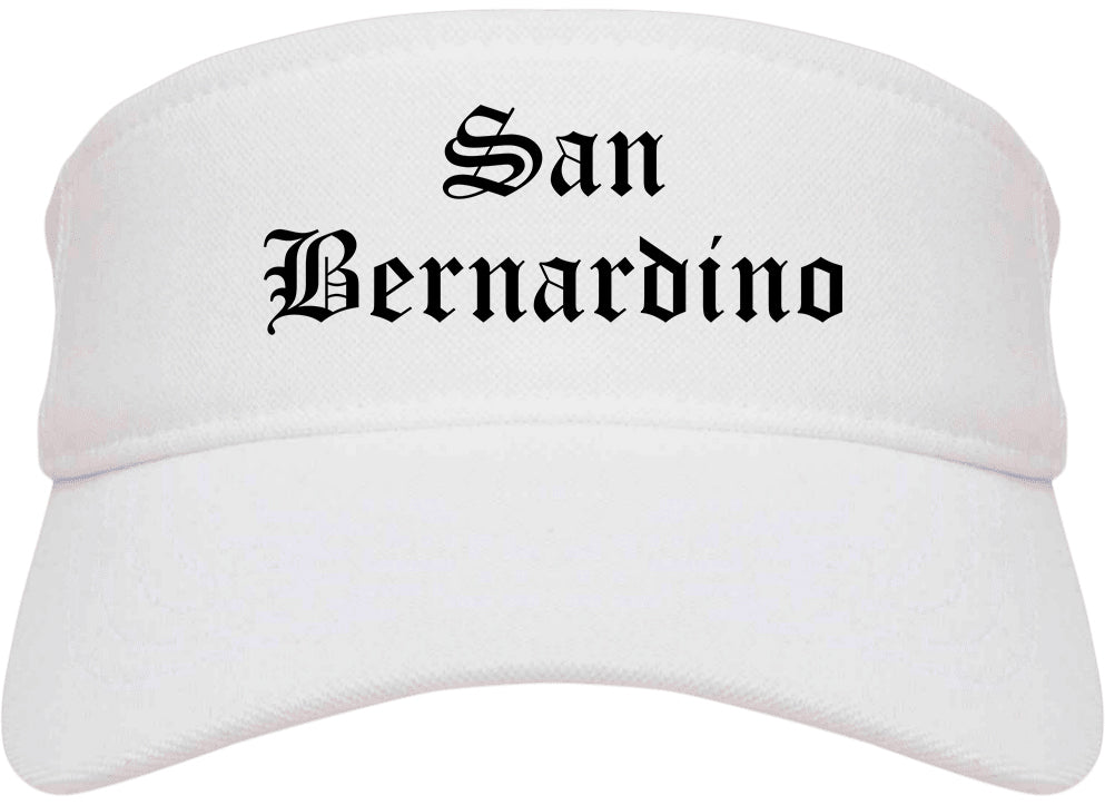 San Bernardino California CA Old English Mens Visor Cap Hat White