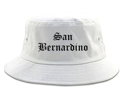 San Bernardino California CA Old English Mens Bucket Hat White