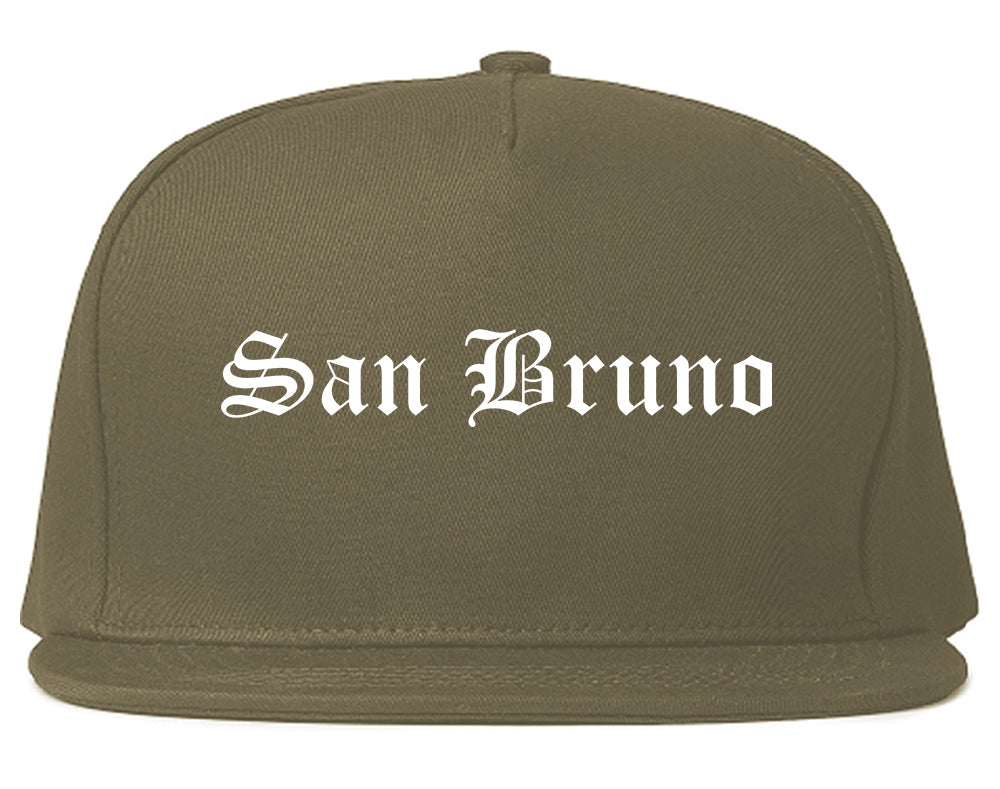 San Bruno California CA Old English Mens Snapback Hat Grey