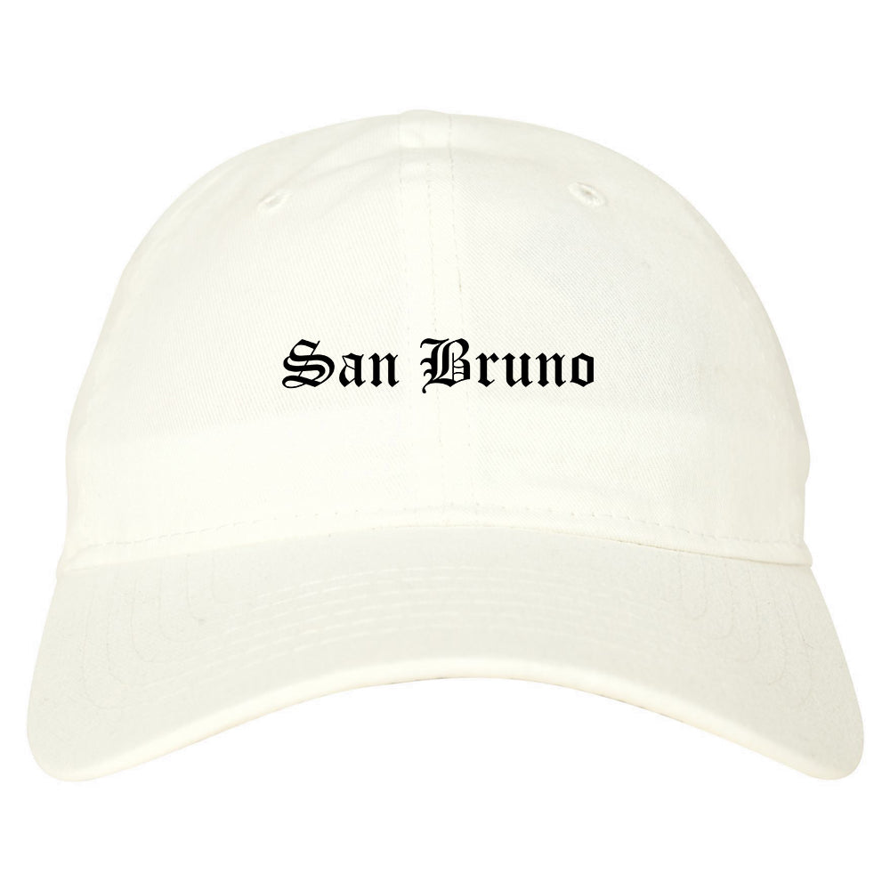 San Bruno California CA Old English Mens Dad Hat Baseball Cap White