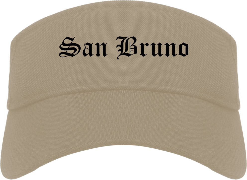San Bruno California CA Old English Mens Visor Cap Hat Khaki