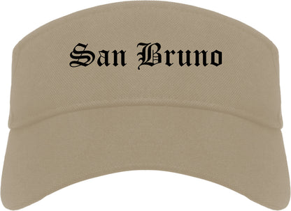 San Bruno California CA Old English Mens Visor Cap Hat Khaki