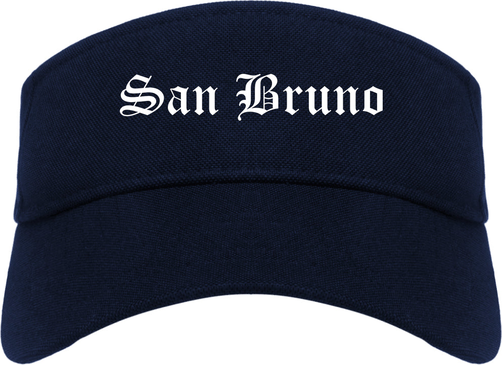 San Bruno California CA Old English Mens Visor Cap Hat Navy Blue