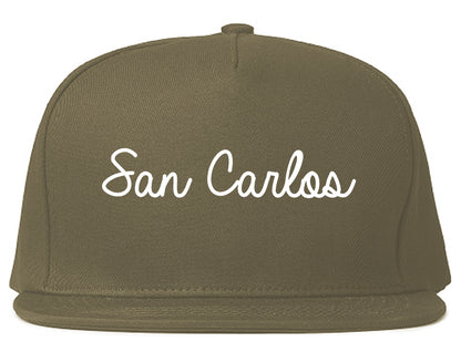 San Carlos California CA Script Mens Snapback Hat Grey