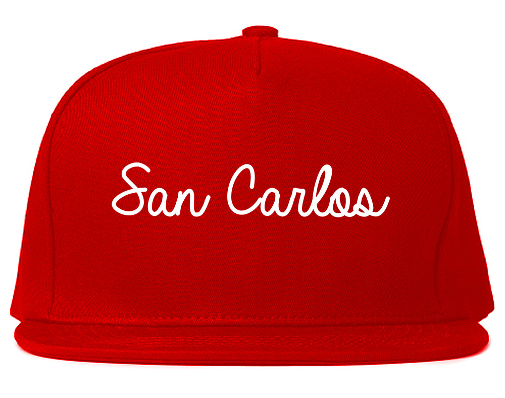 San Carlos California CA Script Mens Snapback Hat Red