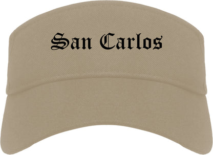 San Carlos California CA Old English Mens Visor Cap Hat Khaki