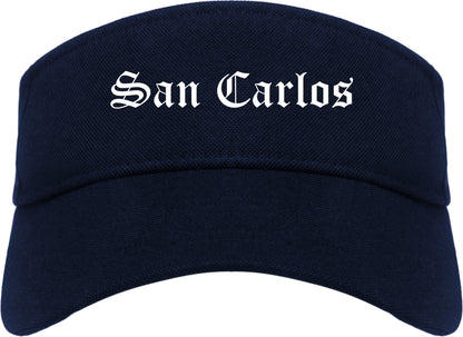 San Carlos California CA Old English Mens Visor Cap Hat Navy Blue