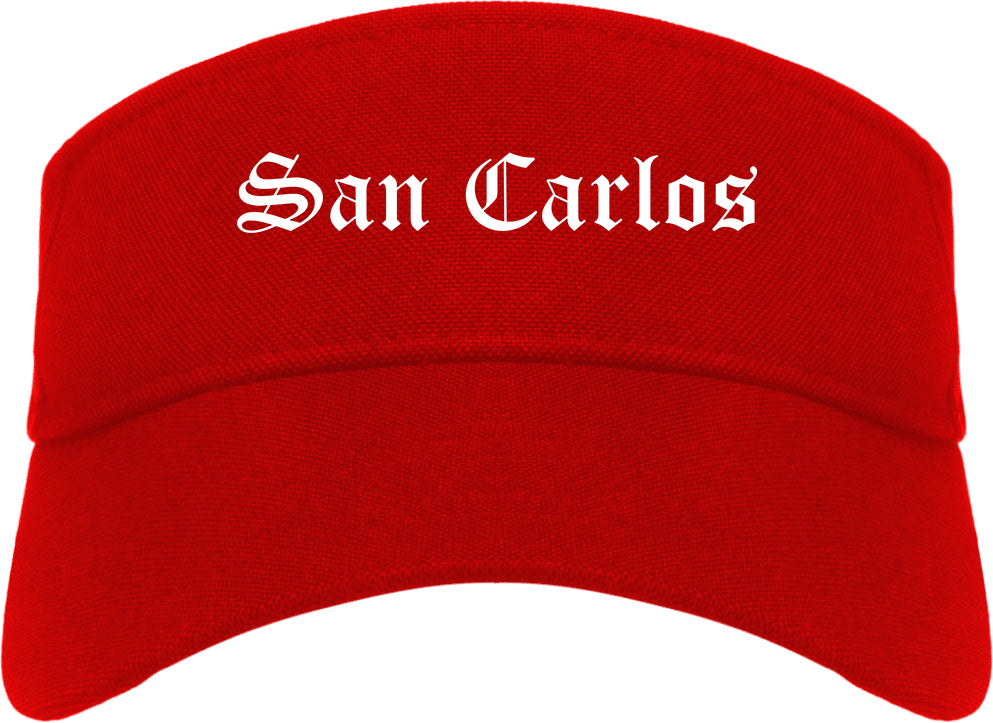 San Carlos California CA Old English Mens Visor Cap Hat Red